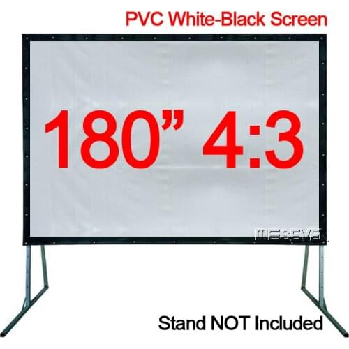 180 inches 4:3 Fast Fold PVC Soft White-Black High Quality Projection Screen Film for Any 3D DLP LED Smart Projectors