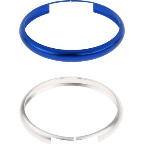 2Pcs 45mm Aluminum Remote Control Key Protctive Ring Trim Chain for 2008 and up MINI Cooper - Sliver & Blue