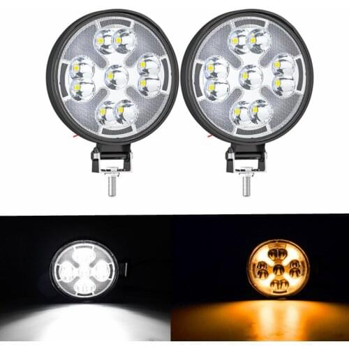 2PCS Flashing Lights Leds Car Light LED Motorcycle Strobe Led Spotlight White/Amber 21LED Fog Lights 63W Spotlight For Car