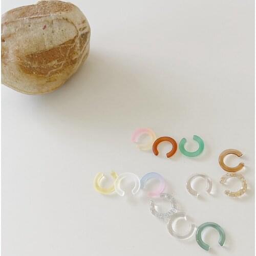 3 Pcs/Set Candy Color Ear Bone Clips Earrings Transparent Resin Ear Cuff Earring Women Girls Fashion Trendy Ear Jewelry Gift