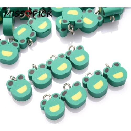 30/50/100pcs New Polymer Clay Beads Cartoon Animal Cute Green Frog Loose Space Beads for Jewelry Making Diy Bracelet Necklace