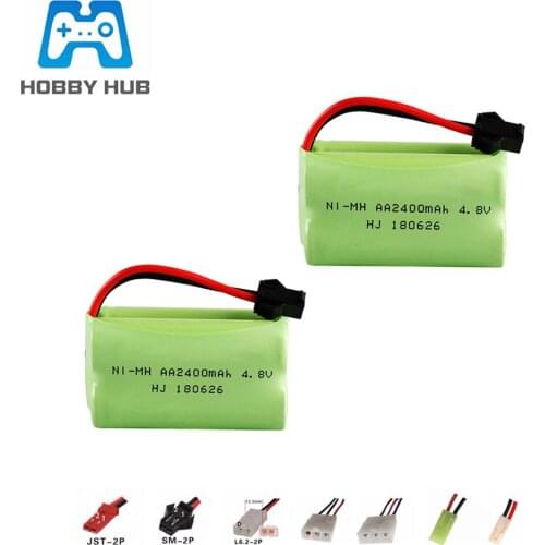 4.8V 2400mAh NI-MH Battery For RC Boat Car gun train truck RC toys model nimh 4.8v Rechargeable Battery AA Battery Pack 2Pcs