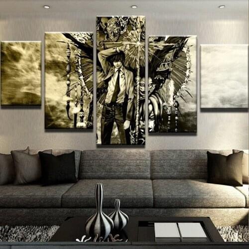 5 Pieces Canvas Painting Death Note Print Animation Poster Pictures Modern Wall Art Home Decor For Living Room Artwork