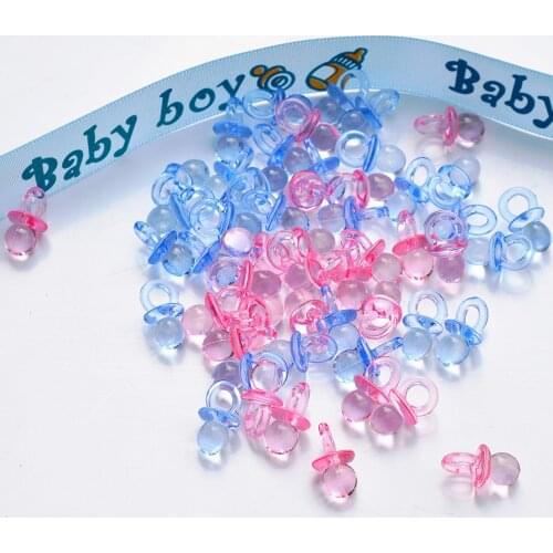 50pcs/lot Wooden & Plastic Clear Baby Shower Favors Mini Pacifiers Girl Boy Party Game Birthday Party Love Table Confetti Decors