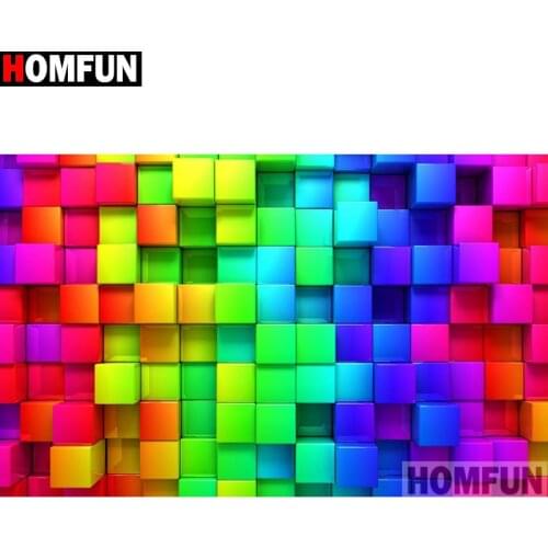 HOMFUN Full Square/Round Drill 5D DIY Diamond Painting "Colored grid" 3D Embroidery Cross Stitch 5D Home Decor A13353
