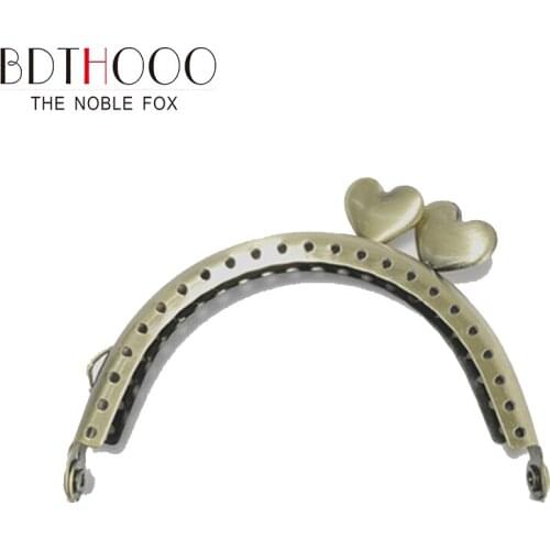 BDTHOOO 8.5cm Metal Purse Frame Handle for Clutch Handbag Making Kiss Clasp Lock Antique Bronze Tone Bags Hardware Accessories