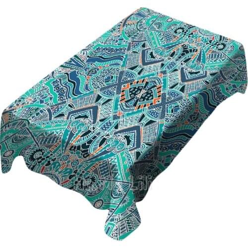 Bohemian Blue Hand-painted Background Image Creative Tablecloth Indoor And Outdoor Unique Design