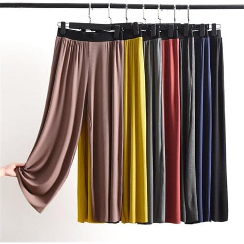 Womens pants Modal casual wide-leg pants plus size loose thin high waist throw pants without trace elastic waist pants штаны