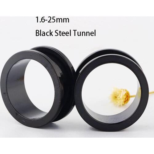 1.6-25mm Black Plugs And Tunnels Stainless Steel Screw Earrings Stretcher Plugs Ear Gauges 00g 0g 2g Tunnel Piercing Ear Body