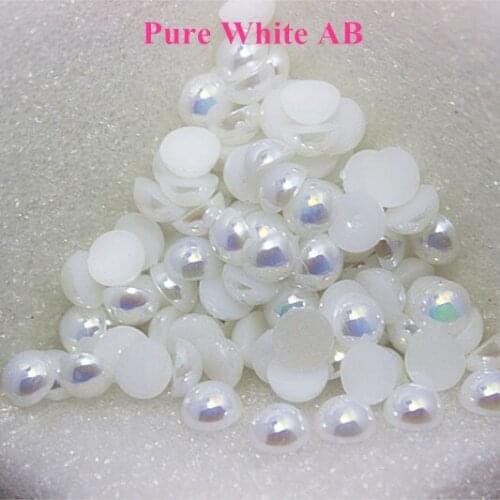Pure White AB Colors 1.5mm-14mm Half Round ABS Imitation Pearls Beads DIY Jewelry Making Accessories