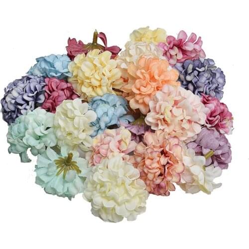 10pcs/lot Artificial Flower Silk Hydrangea Flower Head For Home Decoration DIY Wreath Gift Box Scrapbooking Craft Dropship
