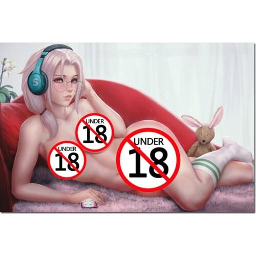 Anime Beauty Girl on the Sofa Decorative Posters and Prints Canvas Painting Wall Art Picture For Living Room Decor