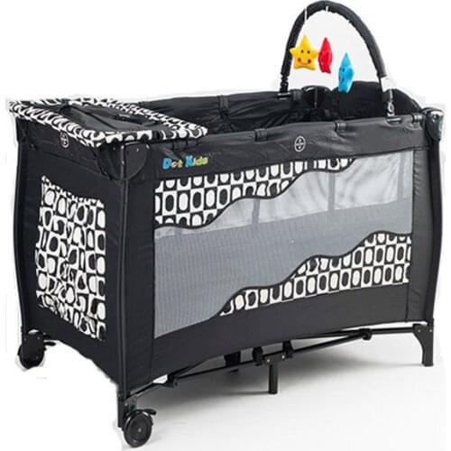 Environmental Protection Baby Multifunctional Baby Bed Foldable Kids Bed Crib Game Bed With Wheel