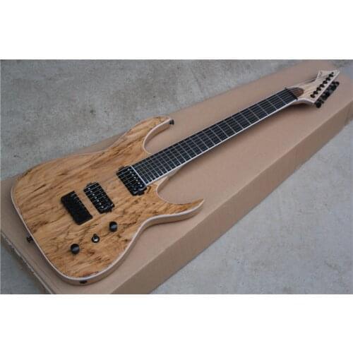 2019 new + factory + 27'' scale length black machine electric guitar 7 strings black machine guitar spalted maple top 3 Pec neck