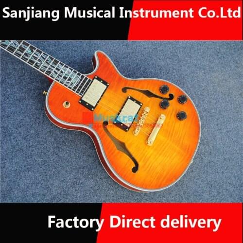 Electric guitar fire finger board inlay Jazz guitar 6 strings gold hardware mahogany body and neck factory direct delivery