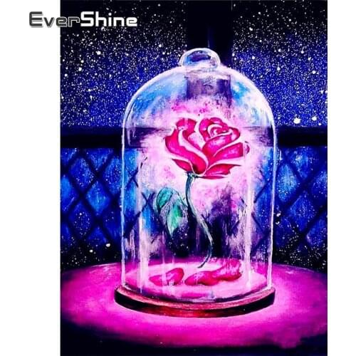 EverShine 5D Diamond Painting Flowers Picture Of Rhinestones Diamond Embroidery Rose Mosaic Needlework Crystal Decor For Home