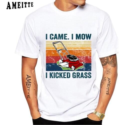 New Summer Men Short Sleeve Dig In Dirt Gardening Cool Funny Mower T-Shirt Hip Hop Boy Casual Tops Vintage Man White Tees