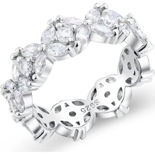 S925 Sterling Silver Ring Marquise White Zircon Rings Luxury Temperament Rings Fine Jewelry for Women Wedding Party Ring