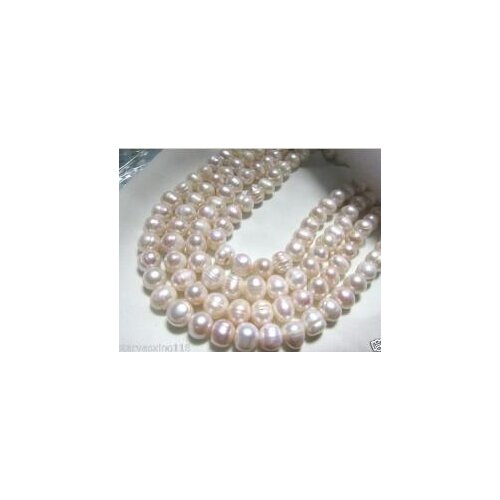 Chnatural 9-10mm Australian south sea white baroque pearl necklace 68" ( free earring gift )