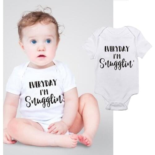 Newborn Baby Boy Clothes Short Sleeve White Letters Printed Summer Cotton Romper Baby Toddler Baby Clothes Outfit 0-18M
