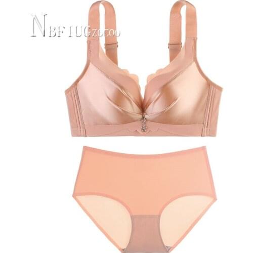Big Chest Plus Size Women Bra Sets No Trace Push Up Thin Female Brief Sets