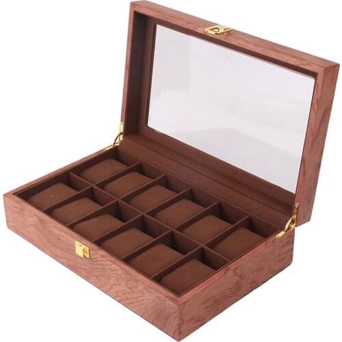 10/12 Slots Watch Box Case Organiser Wooden Portable Jewelry Storage Holder
