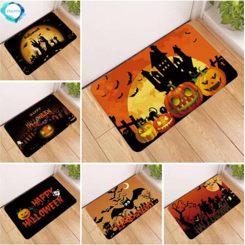 Happy Halloween Pumpkin Ghost Doormat Door Mat Entrance Rug Home Carpet Living Room Bathroom Kitchen Floor Mats Anti Slip