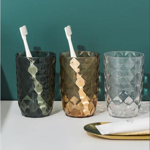 PET Light Household Simple Toothbrushing Cup Wash Cup Bathroom Tumblers Plaid Couple Toothbrush Cup
