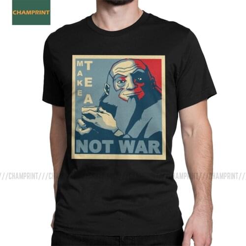 Mens T-Shirts Iroh Make Tea Not War Avatar The Last Airbender Novelty Cotton Tee Shirt Short Sleeve Aang T Shirts 4XL 5XL
