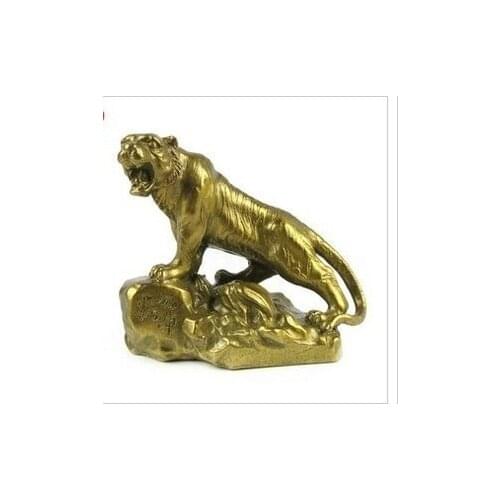 Cheap pure brass ornaments tiger tiger mountain | small tiger Home Furnishing office feng shuiroom Art Statue