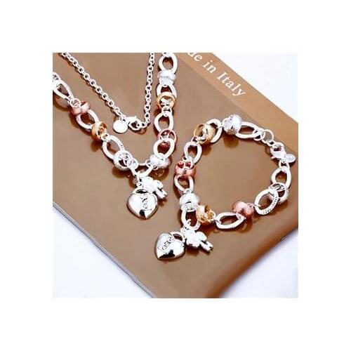 N925 silver color mens necklace bracelet wholesale, fashion two sets of minimalist geometric jewelry trade Set 0164