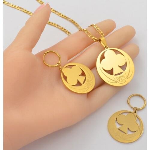 Anniyo Micronesia Flower Necklaces Earrings With Spring Ring Marshall Islands Jewellery Guam Hawaii Birthday Gifts 2019 #098021P
