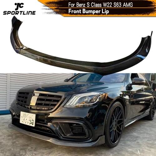 Front Bumper Lip for Mercedes-Benz S Class W222 S63 AMG 2018 - 2020 Carbon Fiber Front Bumper Lip Spoiler Splitters Guards