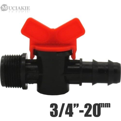 MUCIAKIE 1PC 3/4'' Male Threaded Switch Valve Connector to 20mm Garden Irrigation Pipe Tubing Fitting Micro Drip Tape Adaptor