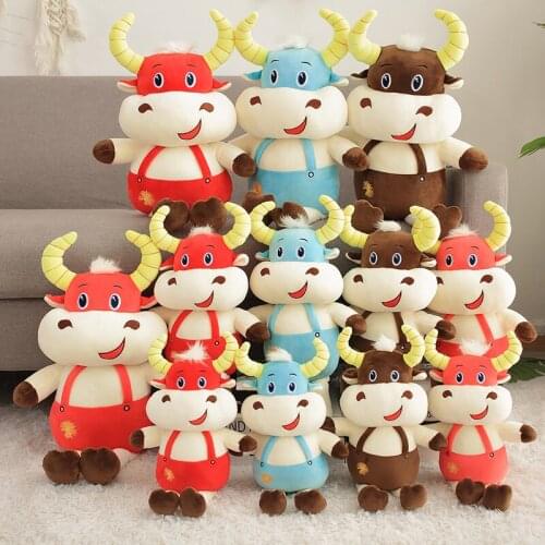 20-50CM Kawaii Cattle Plush Toy Mascot Cartoon Bull Soft Stuffed Doll Pillow Cushion Kids Girls Creative Birthday Christmas Gift