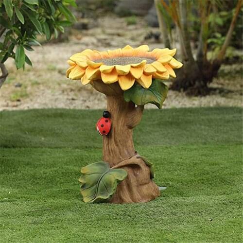 Resin Bird Bath Outdoor Garden Stake Flower Statue Ornament for Yard Lawn Decoration