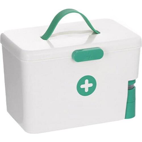 Large Capacity Lockable Sundries Organizer Case 2 Layers Folding Storage Box First Aid Kit Medicine Storage Bin Home Container