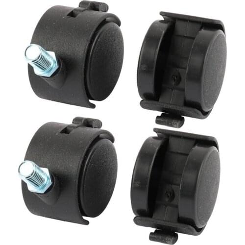 Swivel Brake Caster 10mm Threaded Stem 1.5-inch Dia Wheel 4 Pcs Black