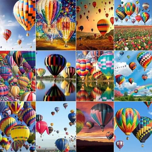 QIZITENG Full Square/Round Hot Air Balloon Landscape Diamond Painting 5D DIY Diamond Embroidery Mosaic Home Decoration Gifts