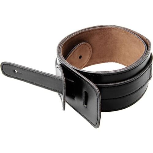 Adjustable Soft PU Leather Thick Strap For Electric Acoustic Guitar Bass Black