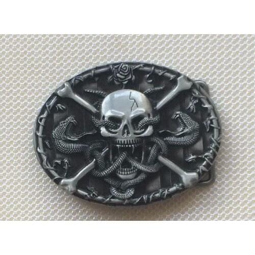 Skull And Snake Belt Buckle JF-BY271 suitable for 4cm wideth belt with continous stock