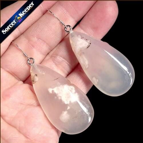 Genuine 925 Sterling Silver Cherry Blossoms Agate Drop Earrings Purple Fine Jewelry Gift for Woman 100% Natural Gem Stone WS461