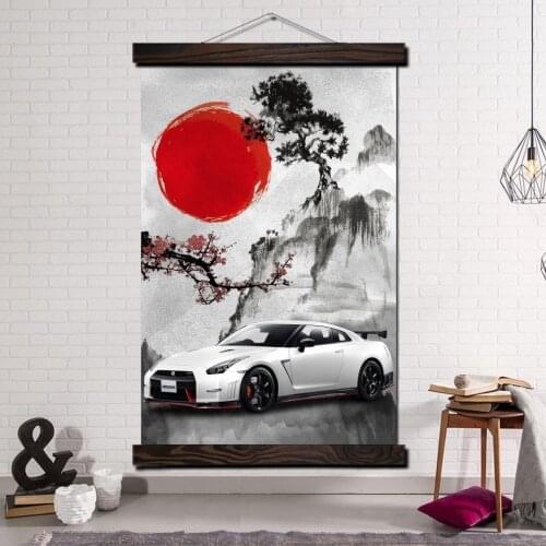 Modern Canvas Art Prints Poster Wall Painting Scroll Painting Artwork Wall Art Pictures Japan Famous Car White Car Painting Art