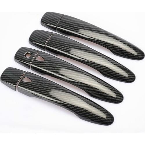 CARBON FIBER CHROME DOOR HANDLE COVER For Nissan Sentra 2014 2015 2016 2017 2018 2019 CATCH CAP TRIM MOLDING ACCESSORIES