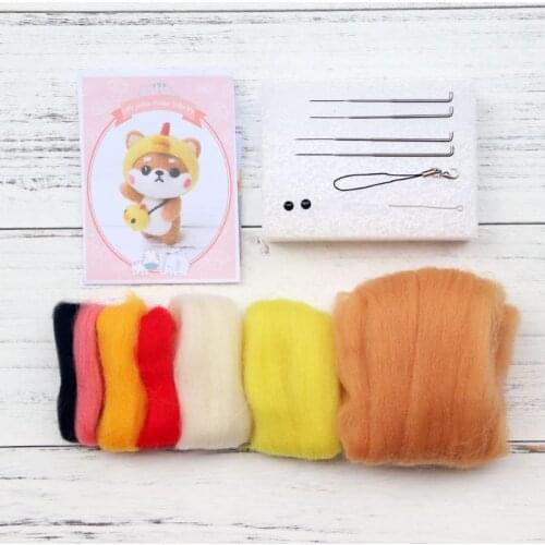 Chicken Dog Wool Felt Craft DIY Unfinished Poked Set Handcraft Kit for Needle Material Bag Pack Handmade E56C