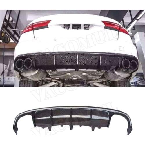 Carbon Fiber Rear Diffuser Lip Spoiler For Audi A6 Sline S6 C7 2013-2015 M style 4 Outlet Bumper Skid Plate Guard