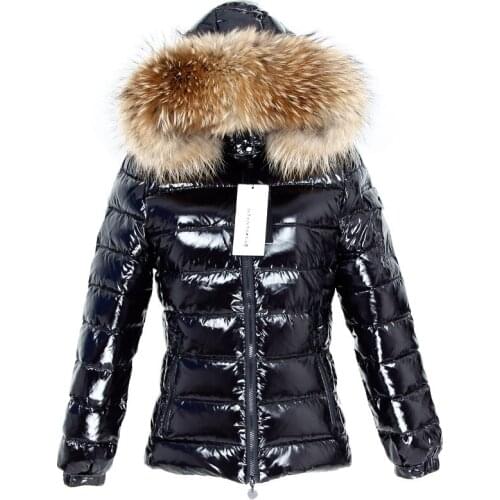 Winter Jacket Women Real Fur Coat Parkas Duck Down Lining Coat Real Raccoon Fur Collar Warm Black Streetwear wool fur collar