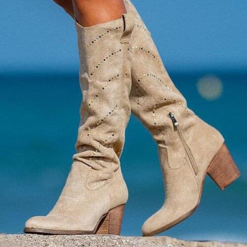 Women knee high boots chaussure booties gladiator gladiator high heels shiny crystal deco shoes woman zapatos mujer sapato H495