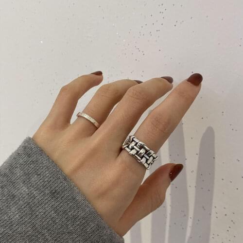 S925 Sterling Silver Rings for Women Retro Fashion Simplicity Geometry Adjustable Opening Unisex Rings Jewelry Wholesale