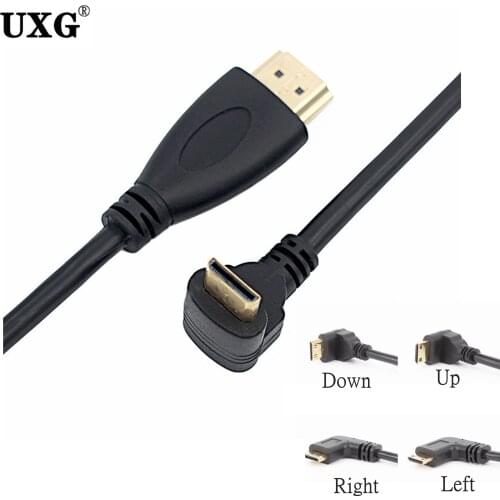 0.5M 90 Degree Up Down Right Angle Mini HDMI-compatible To HDTV Male M/M Cable Connector V1.4 For DSLR Video Camera LCD Monitor